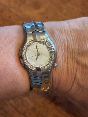 Tag Heuer Alter Ego Silver Mother-of-Pearl Dial Watch with Diamond  Bezel